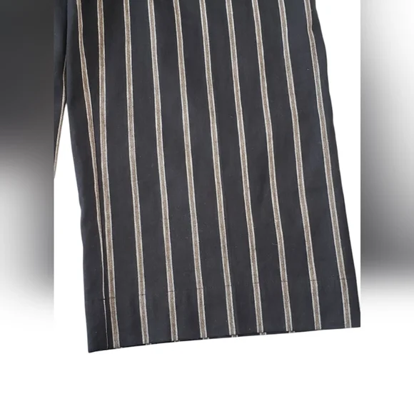 J. Jill Emilie Linen Stretch Paperbag Waist Black Stripe Petite Crop Pants - Picture 9 of 11